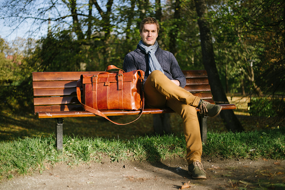 Custom Made Leather Weekend Bag by Stella Soomlais Design