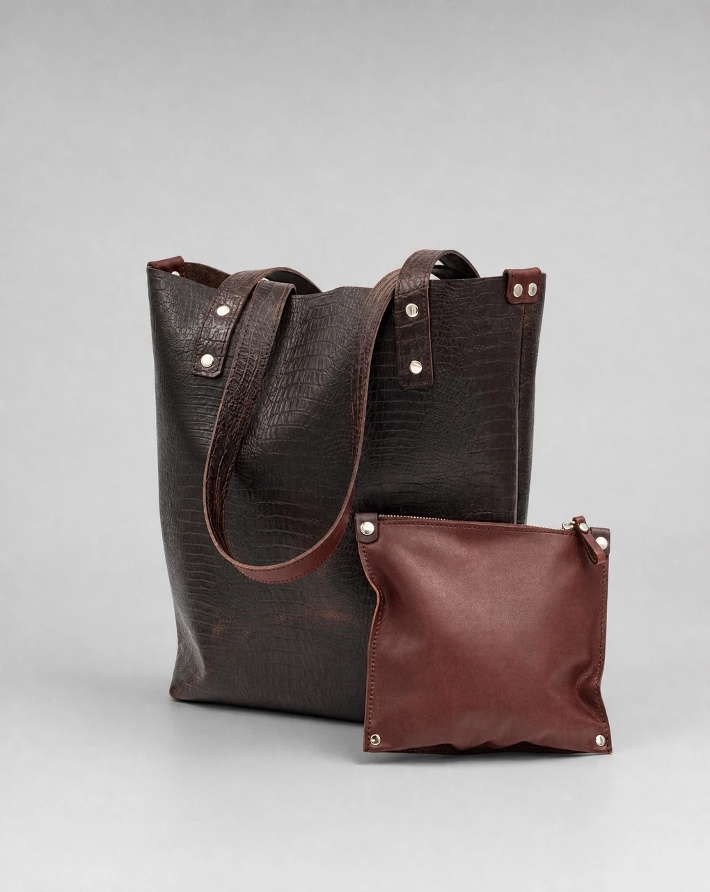 Kroko mini tote, nikkel