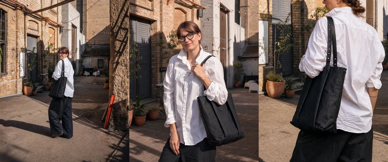 Cellulose-fibre tote bag by Stella Soomlais — a light, durable alternative to leather